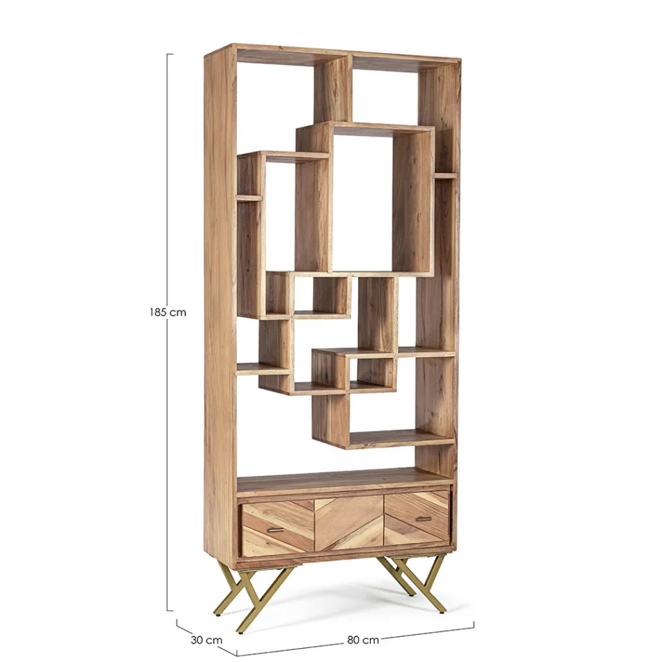 Raft librash të dhomës së ndenjes në sirtar druri Akacia dhe Homemotion - Auriel Viadurini