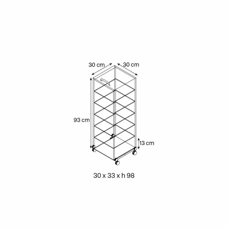 Dollap për shumë qëllime me rrota qelqi transparente me 3,6,8 ose 10 rafte - Versatilio Viadurini