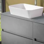 Dollap i ndërprerë i banjës me lavaman me countertop të dyfishtë - Mandrillo Viadurini