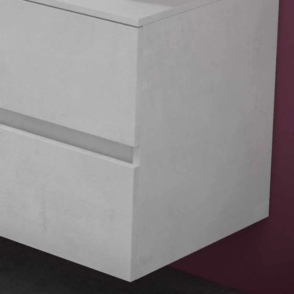 Dollap i ndërprerë i banjës me lavaman me countertop të dyfishtë - Mandrillo Viadurini