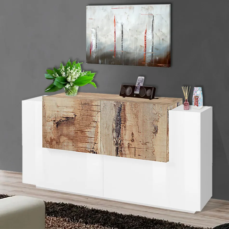 Mobilje dhome dite 2 dyer dhe 2 dyer ne dru 2 perfundime - Theresse Viadurini