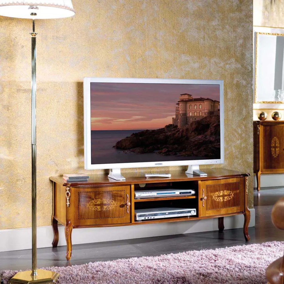 Stenda klasike e TV prej druri me futje Prodhuar në Itali - Katerine Viadurini