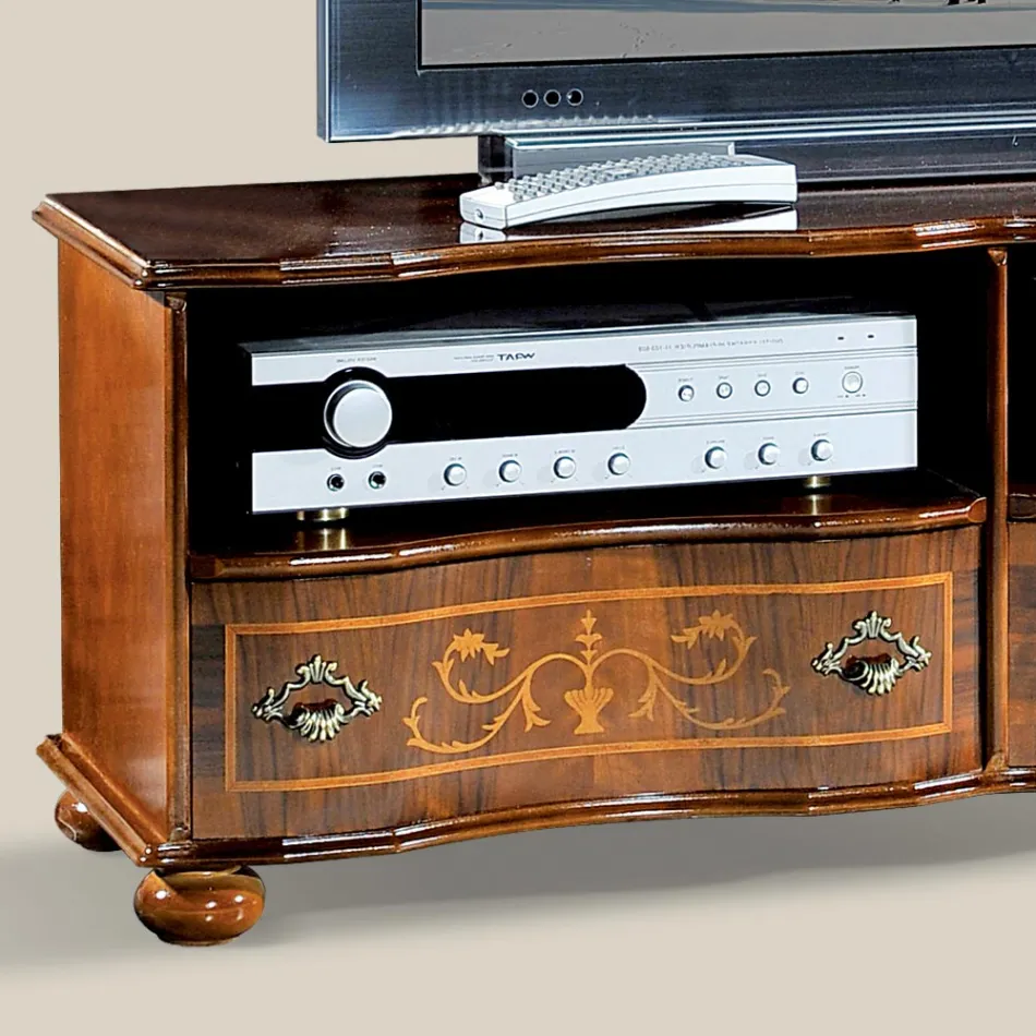 Kabinet klasik TV në dru luksoz arre Prodhuar në Itali - Prince Viadurini