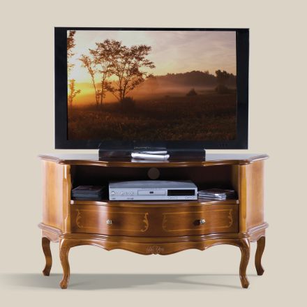 Kabinet TV klasik në dru arre të zbukuruar Prodhuar në Itali - Leonor Viadurini