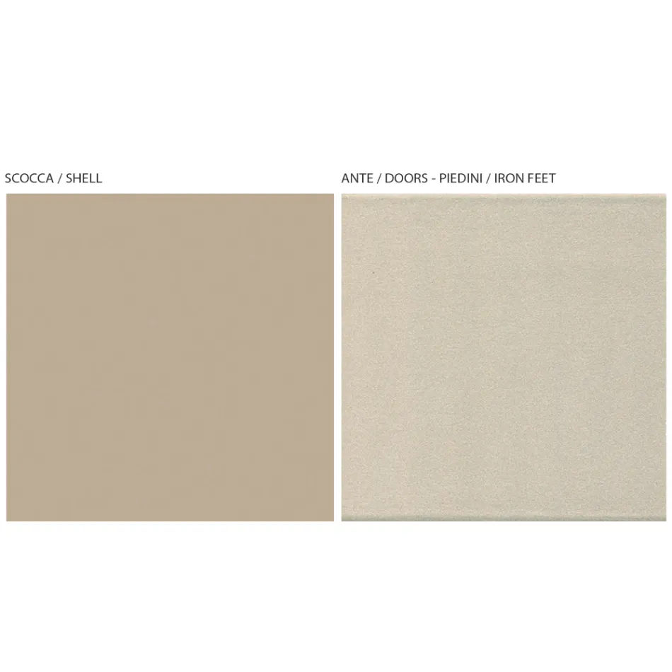 Kabineti televizori me 2 dyer dhe 1 sirtar ne ngjyre nikel dhe karboni - Inga Viadurini