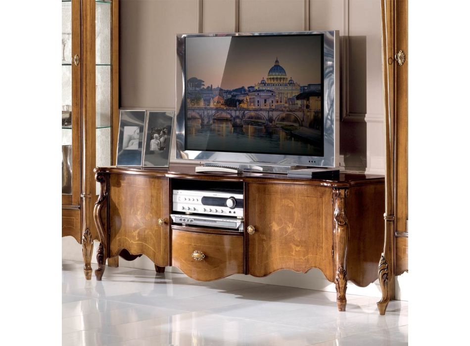 Kabinet TV me 2 Dyer dhe sirtar Druri Prodhuar në Itali - Caligola Viadurini