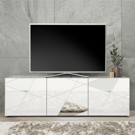 Stenda TV me 3 Dyer, Ekran Printim dhe Pasqyrë Prodhuar në Itali - Effe Viadurini