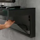 Dollap TV me mur në kristal të zi dhe metal prodhuar në Itali - Americio Viadurini