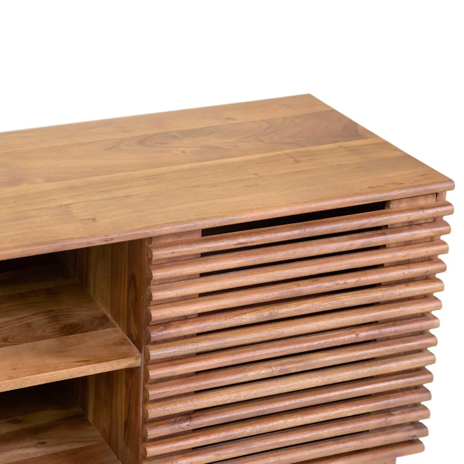 Stenda TV të dhomës së ndenjes Nga druri i akacies - Vortice Viadurini