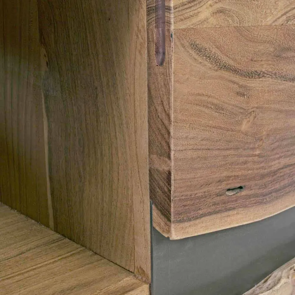 Stendë TV Homemotion në Mango Wood me Futje Metalike - Sonia Viadurini