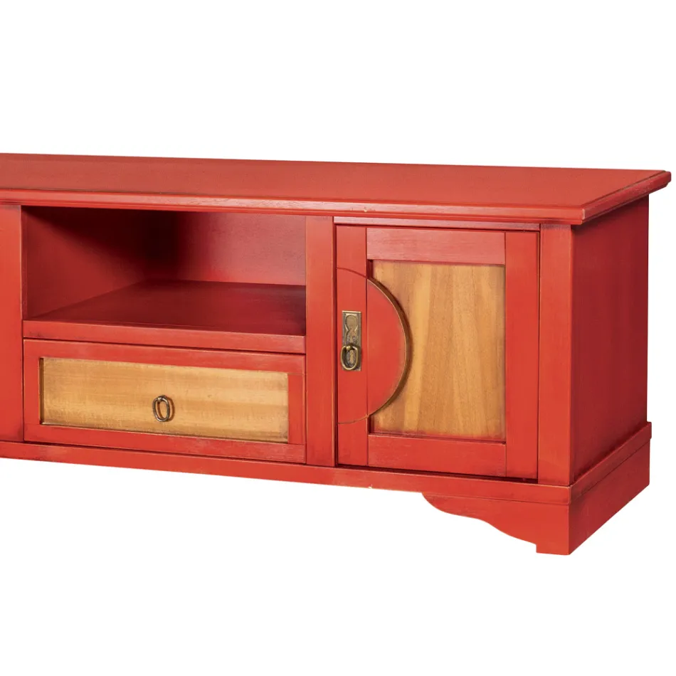 Stenda TV në dru të rimeso me finitura të ndryshme Prodhuar në Itali - Purusha Viadurini