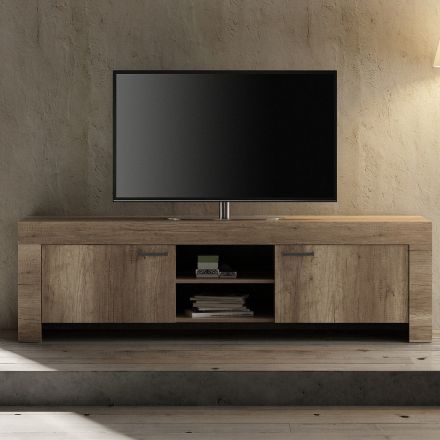 Stenda TV me dru të lehtë arre me ndarje të hapur Prodhuar në Itali - Clyde Viadurini