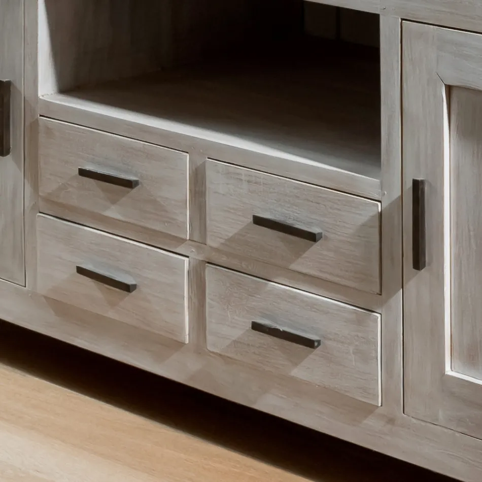 Standë TV Kendo prej druri të fortë tik me 2 dyer dhe 4 sirtarë Viadurini