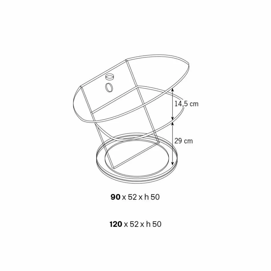 Kabineti i qelqit të TV me bazë rrotulluese dhe raft me 2 dimensione - Salemme Viadurini