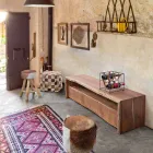 Stendë TV Moderne në Dru Akacie me 3 Mbathje Homemotion - Lauro Viadurini