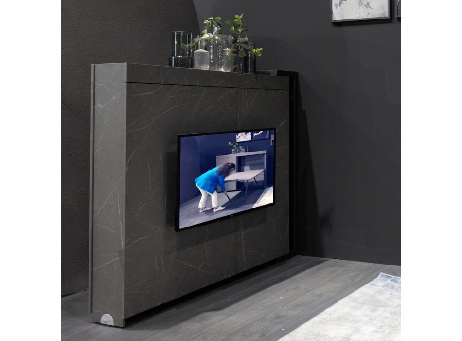Kabineti rrotullues multifunksional me stendë TV dhe tavolinë të integruar Prodhuar në Itali - Illusione Viadurini