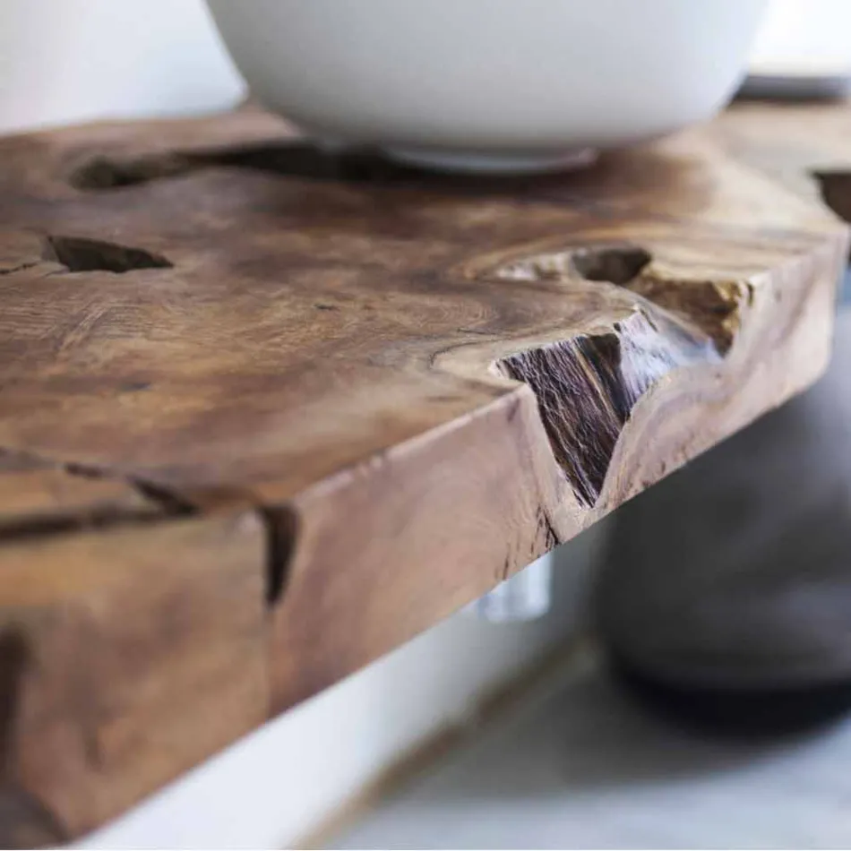 Kabineti i sipërm i banjës së pezulluar në dru të fortë tik - Pyll Viadurini