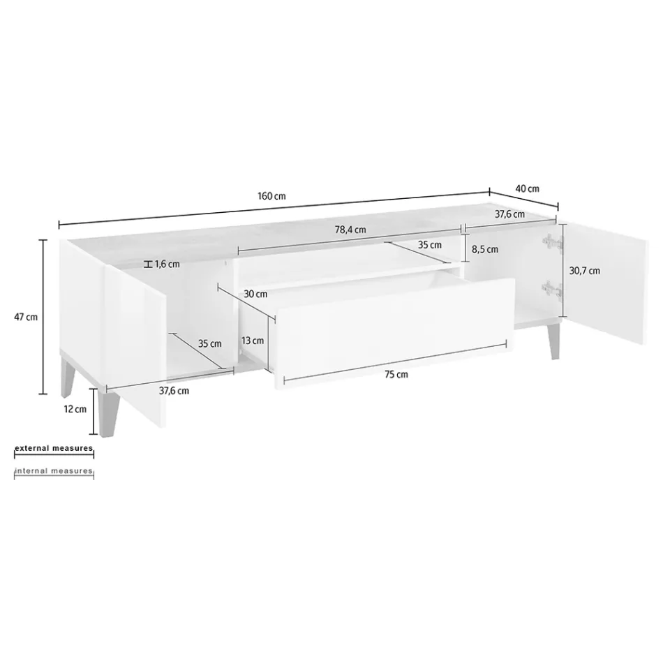 Televizor celular në Melamine 2 Dhoma dhe 1 Sirtar Prodhuar në Itali - Florentino Viadurini