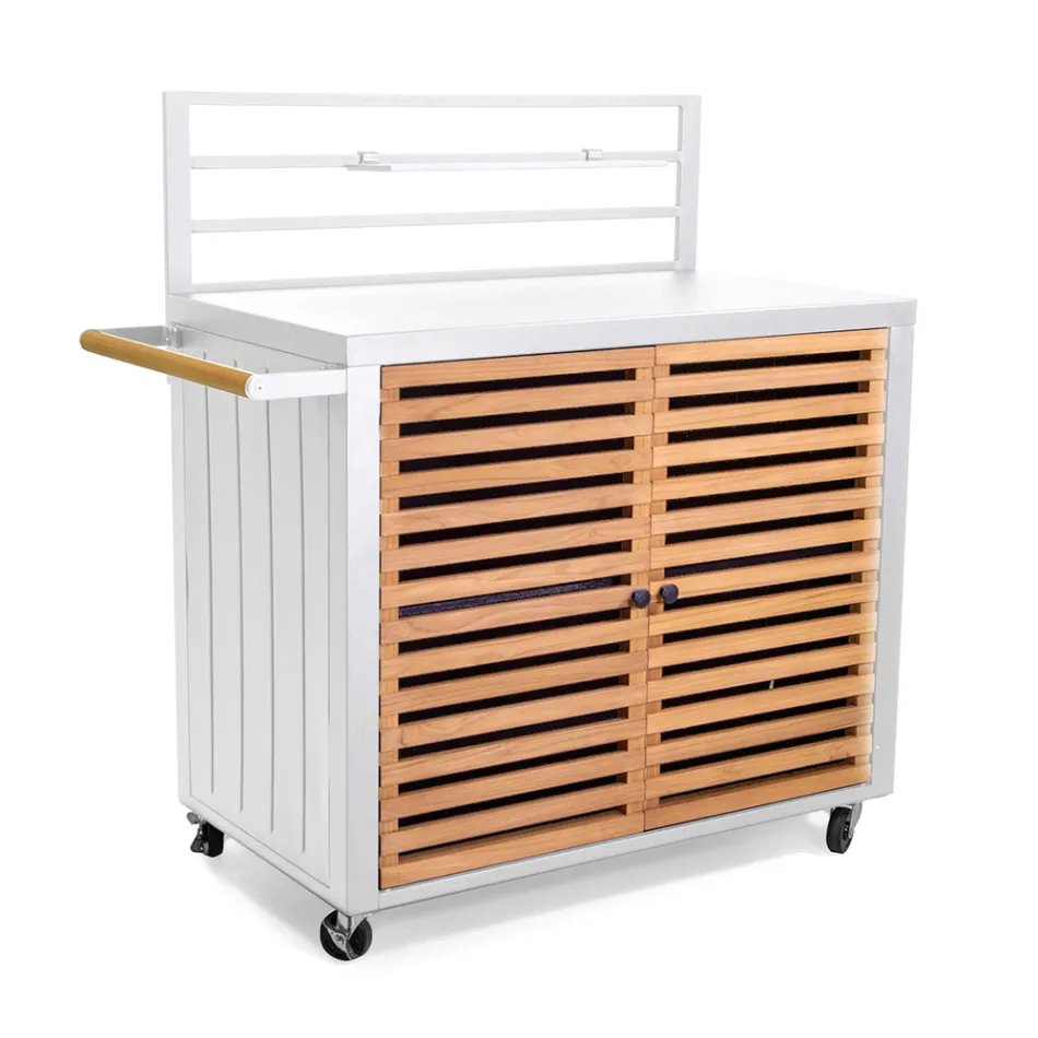 Kabineti i kopshtit i bërë nga alumini dhe dru tik brazilian - Ditari Viadurini