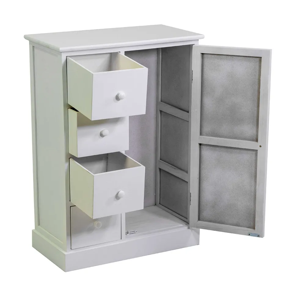 Kabineti i brendshem i punuar me dru me 1 dere dhe 4 sirtare - Meduse Viadurini