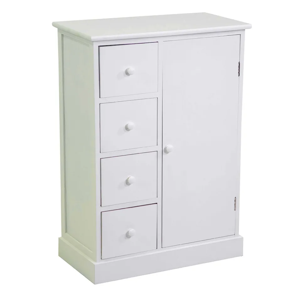 Kabineti i brendshem i punuar me dru me 1 dere dhe 4 sirtare - Meduse Viadurini