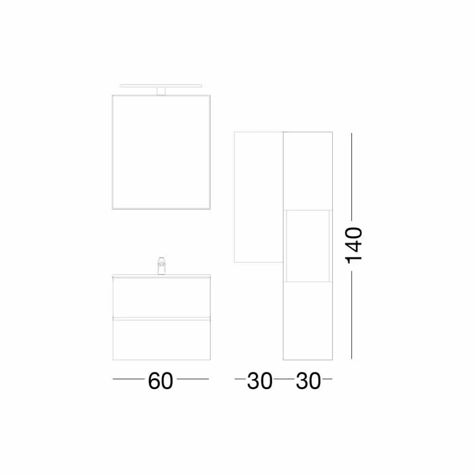 Mobilje për banjë me dizajn të pezulluar në arre Melamine - Becky Viadurini