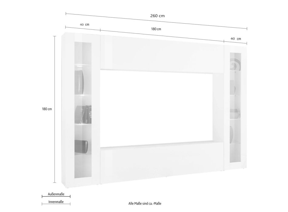 Mobilje të dhomës së ndenjes Stand TV me dru të bardhë me shkëlqim 3 kompozime - Fabienne Viadurini