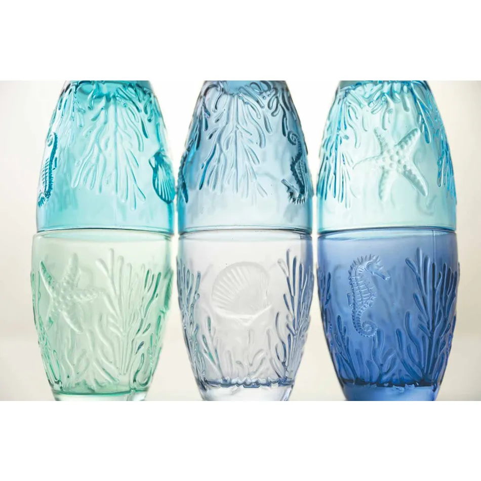 Syzet moderne me ngjyra blu 6 copë Shërbimi i Ujit - Mazara Viadurini