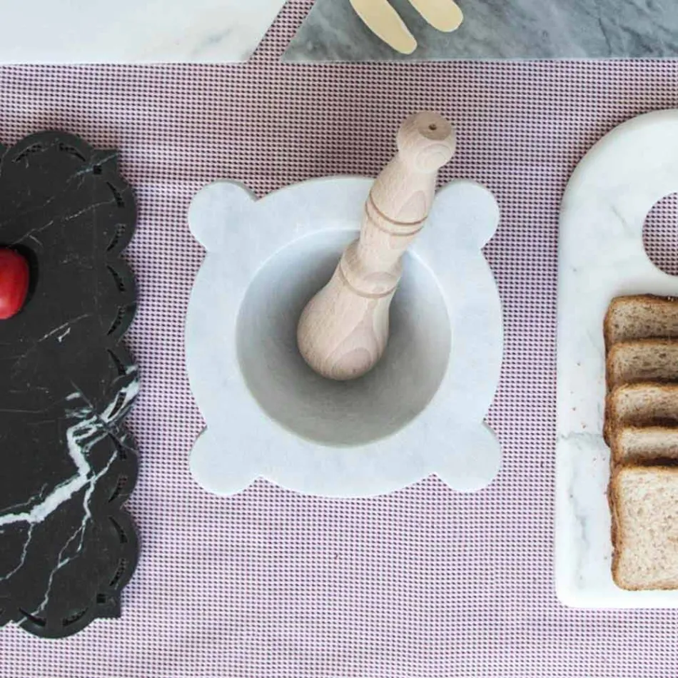 Llaçi në mermer të bardhë Carrara me mermer druri të bërë në Itali - Winda Viadurini