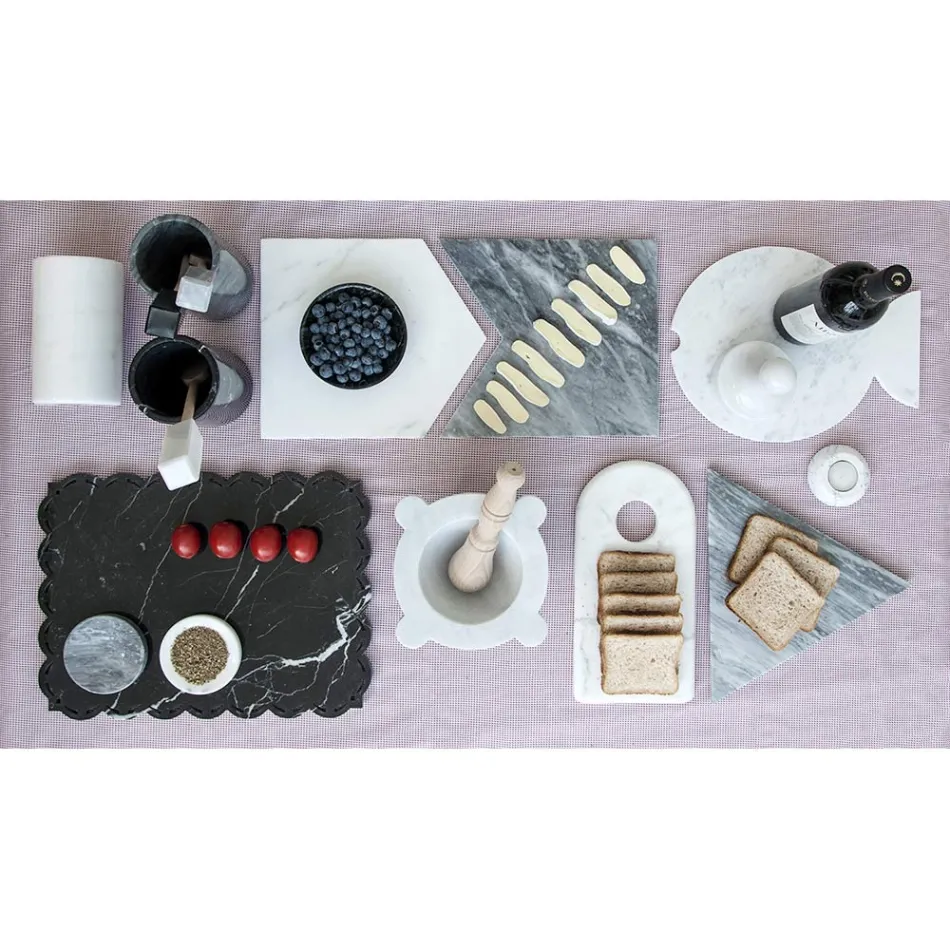 Llaçi në mermer të bardhë Carrara me mermer druri të bërë në Itali - Winda Viadurini