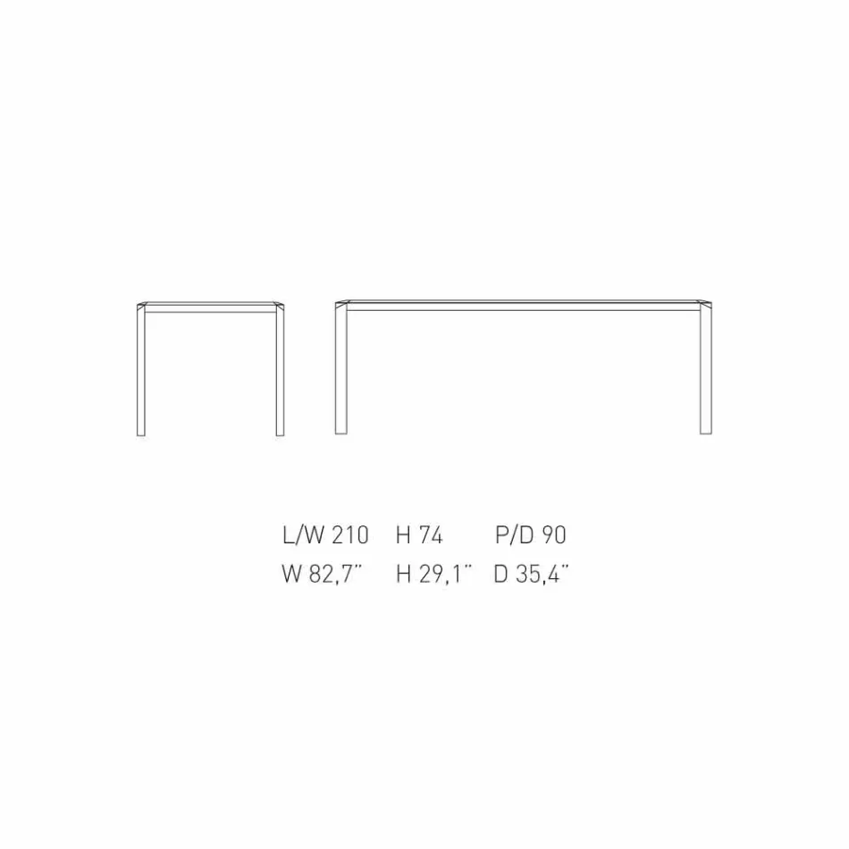 Tabela e projektit My Home Bebop mermeri i bardhë H74xL210cm i bërë në Itali Viadurini