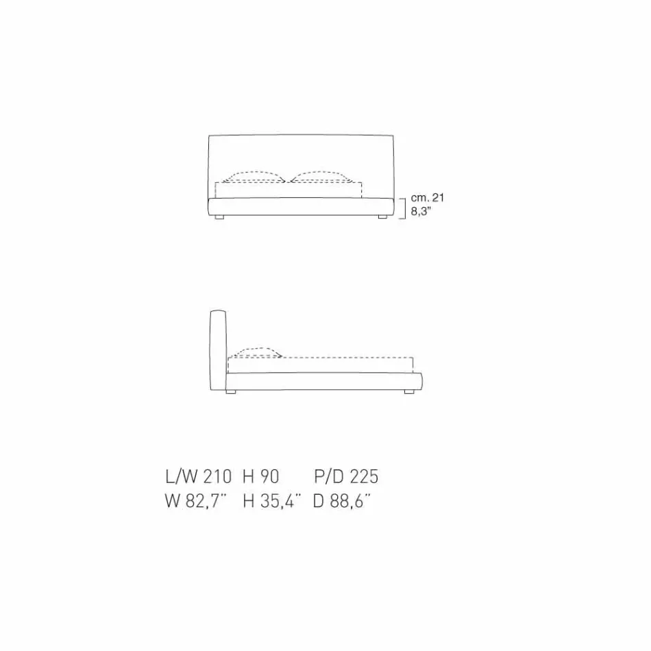 Shtrati i dyfishtë prej lëkure i mbushur me dy dhoma ime në Long Island, i bërë në Itali Viadurini