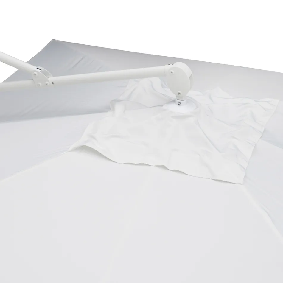 Ombrellë e jashtme në Poliester me Strukturë Alumini të Bardhë - Zinica Viadurini