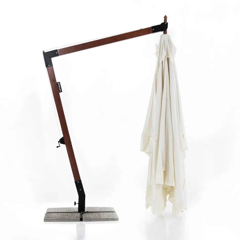 Ombrellë prej druri të ngurtë me tendë poliesteri të veshur me PVC - Devoir Viadurini