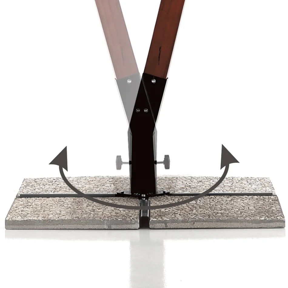 Ombrellë prej druri të ngurtë me tendë poliesteri të veshur me PVC - Devoir Viadurini