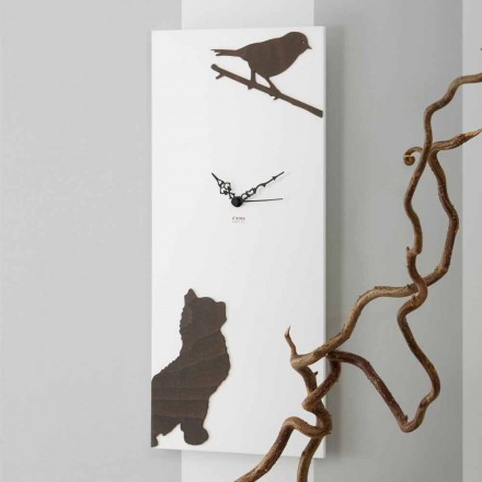 Ora e bardhë e murit me dekorime të kafshëve prej druri Dizajn modern - pezullim Viadurini