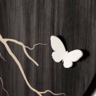 Orë muri me dizajn të rrumbullakët në dru të gdhendur në lazer dhe flutura 3D - Farfo Viadurini