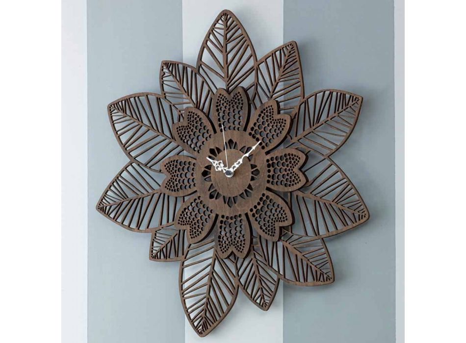 Ora e murit në dru të lehta ose të errët me një model modern të luleve - Aquilegia Viadurini