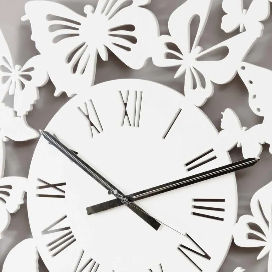 Dizajn modern me ngjyra druri Ora me mur Dekoruar me fluturat - Papilio Viadurini