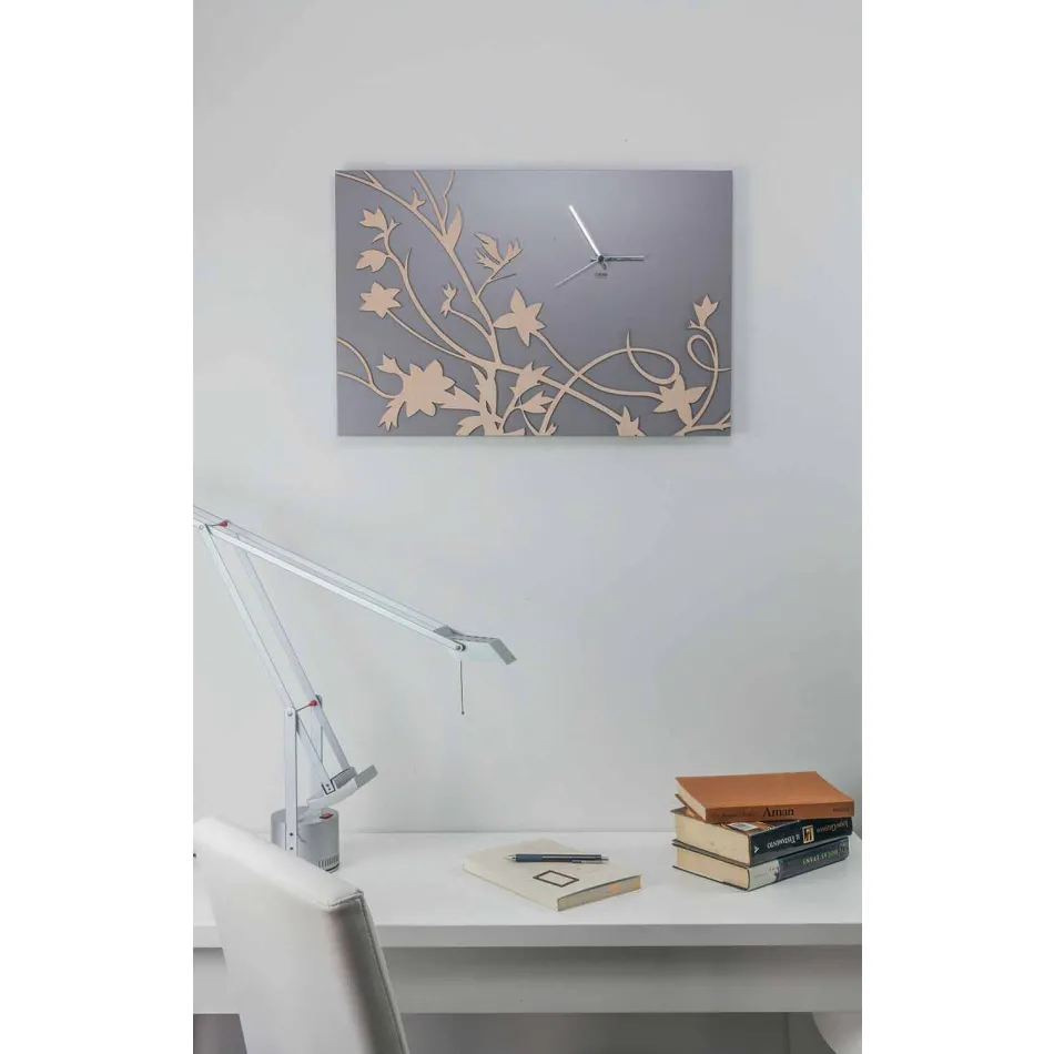 Ora e murit me dizajn drejtkëndëshe moderne gri në dru të dekoruar - Gallium Viadurini