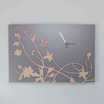 Ora e murit me dizajn drejtkëndëshe moderne gri në dru të dekoruar - Gallium Viadurini