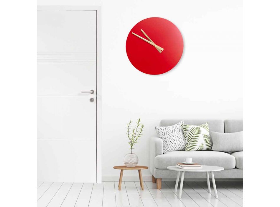 Ora me mure me ngjyra të mëdha moderne në dru të rrumbullakët - Dione Viadurini