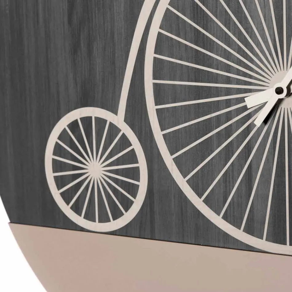 Dizajn i rrumbullakët Orë muri prej druri me zbukurime në 2 përfundime - Byko Viadurini