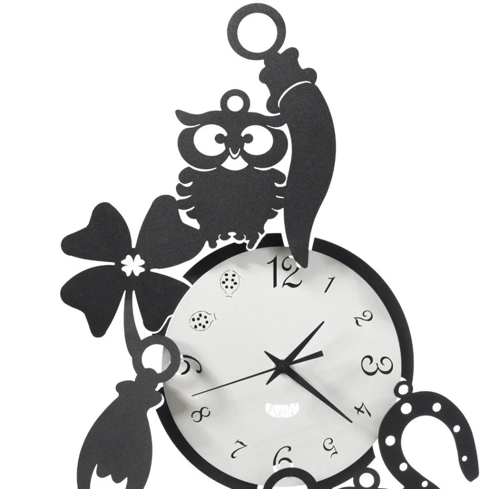 Orë muri prej hekuri me dizajn të rrumbullakët me dekorime Fortuna - Tibio Viadurini