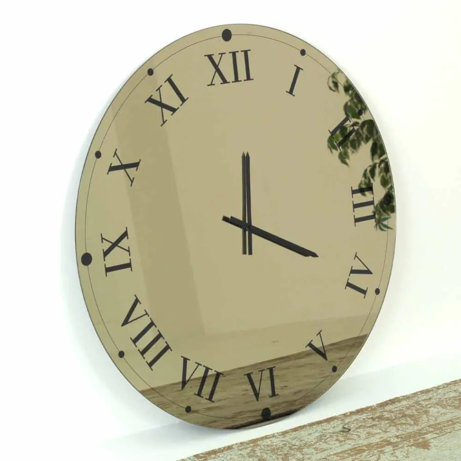 Orë muri e rrumbullakët në kristal pasqyre Prodhuar në Itali - Veshje Viadurini