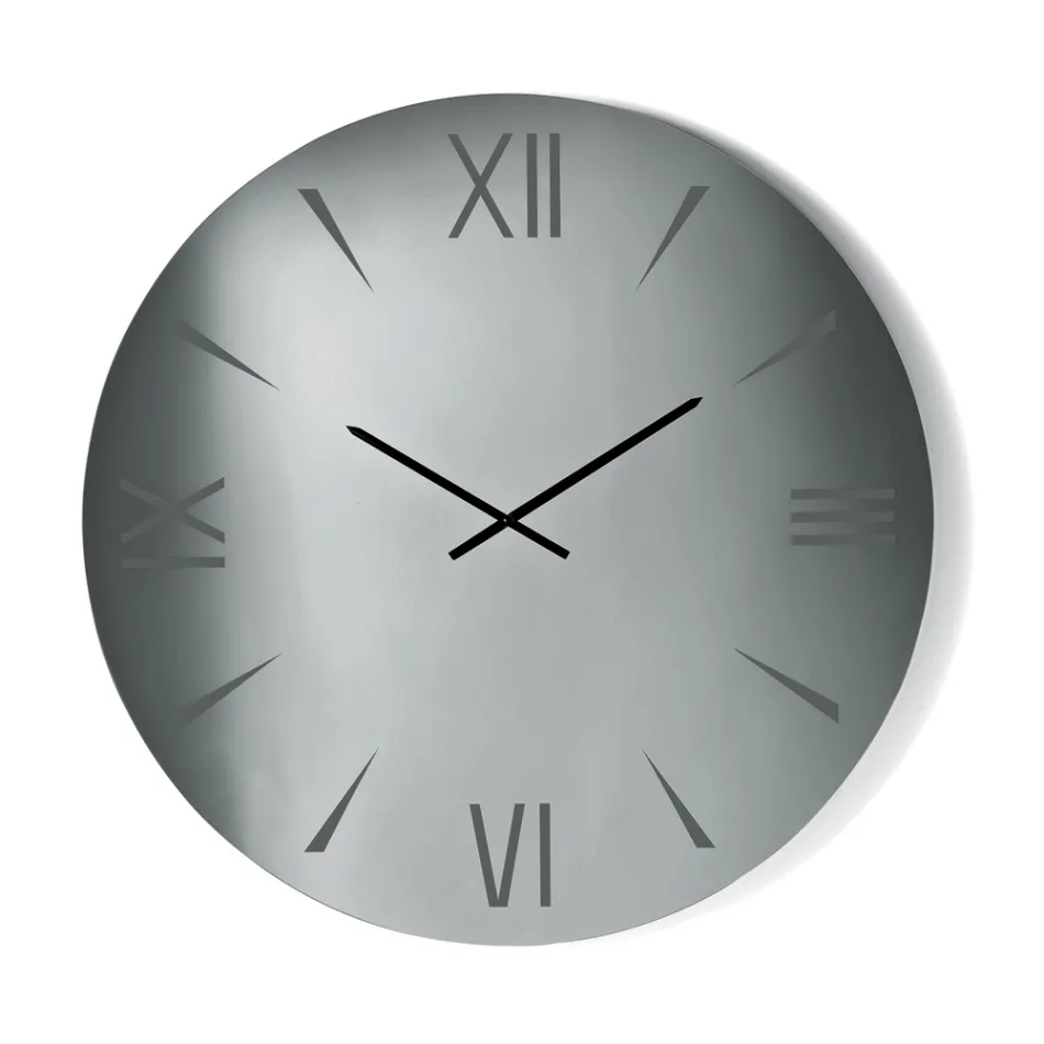 Orë e rrumbullakët prej qelqi me pasqyrë dhe numra të gdhendur me lazer - Clelia Viadurini