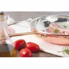 Tava e rrumbullakët në bakër të konservuar me dorë me dorezë dhe kapak 40 cm - Gianluigi Viadurini