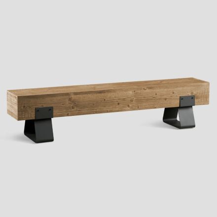 Stola me dy anë prej druri të fortë dhe metali Prodhuar në Itali - Tulum Viadurini