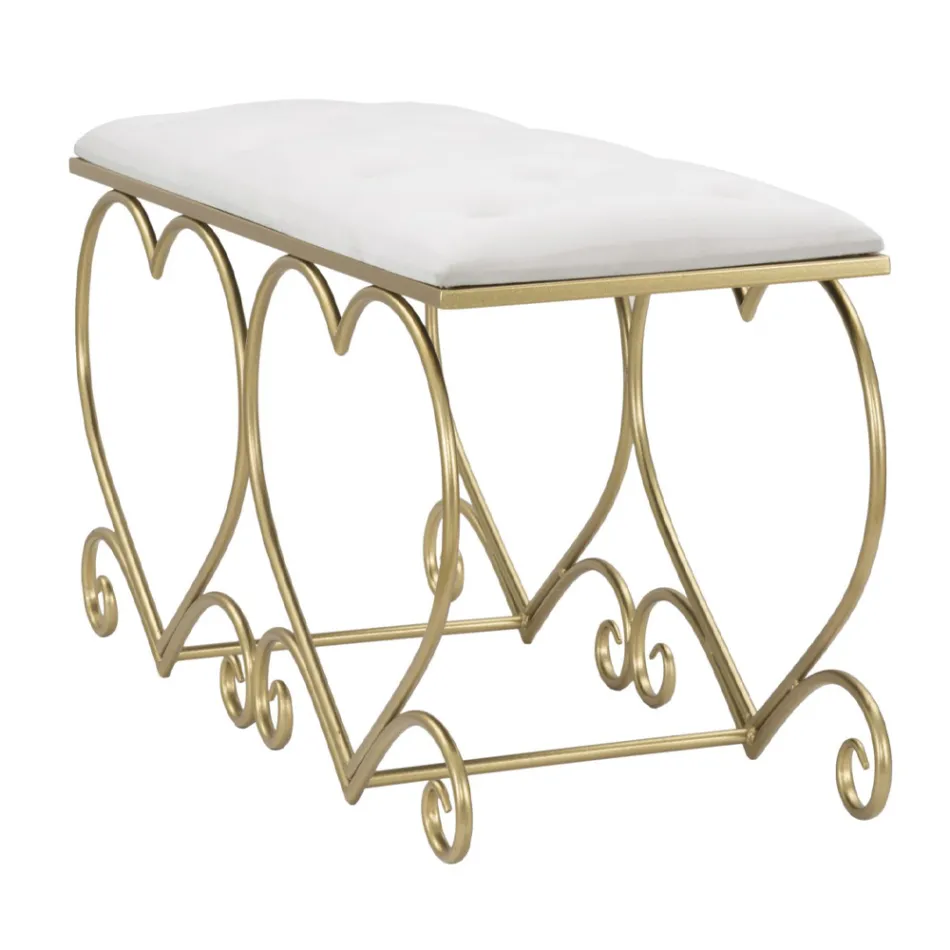 Stol në hekur ari me sedilje të mbushur dhe të mbuluar me pëlhurë - Alchimia Viadurini