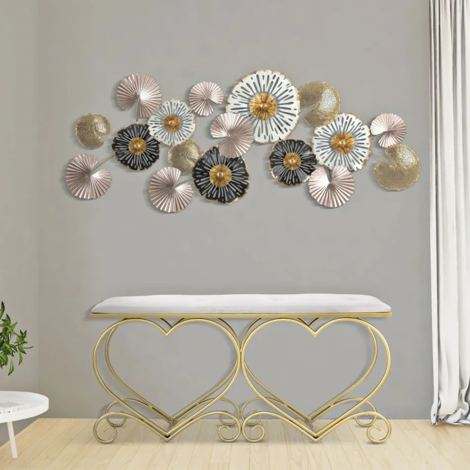 Stol në hekur ari me sedilje të mbushur dhe të mbuluar me pëlhurë - Alchimia Viadurini